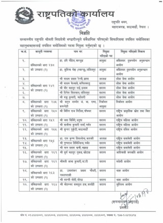 संवैधानिक आयोगमा २० पदाधिकारीहरू नियुक्त