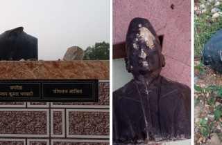 हेटौडामा निर्माणाधिन् मदन भण्डारी र जीवराज आश्रितको शालिक तोडफोड