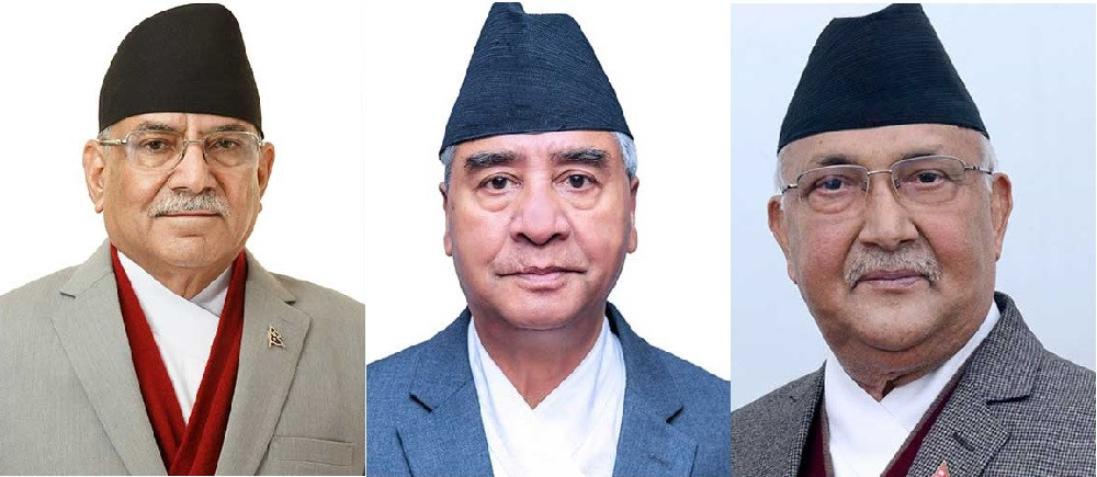 प्रधानमन्त्री दाहाल र कांग्रेस सभापति देउवा ओली निवासमा जानुहुँदै